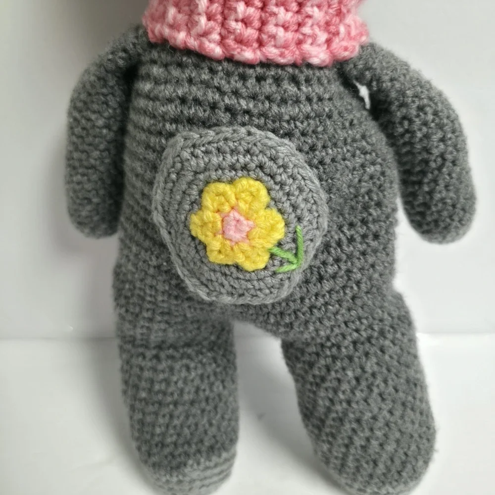 Handmade Crochet Koala Plush Amigurumi Bear Stuffed Animal Toy Pink Bow Flower
